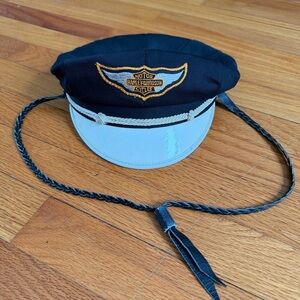 Vintage Harley Davidson Motorcycle Captains Hat Cap 1950'S White Bill Size 7